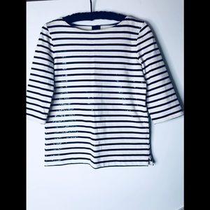 Unbranded Stripe Sequin Faux Leather Blouse
